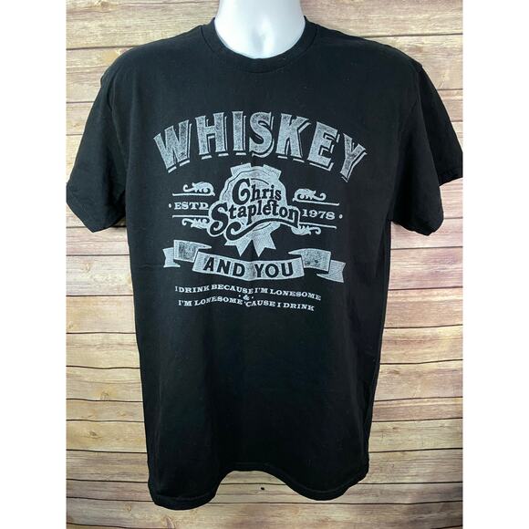 Chris Stapleton Whiskey and you concert shirt size large Black and White - Picture 1 of 7